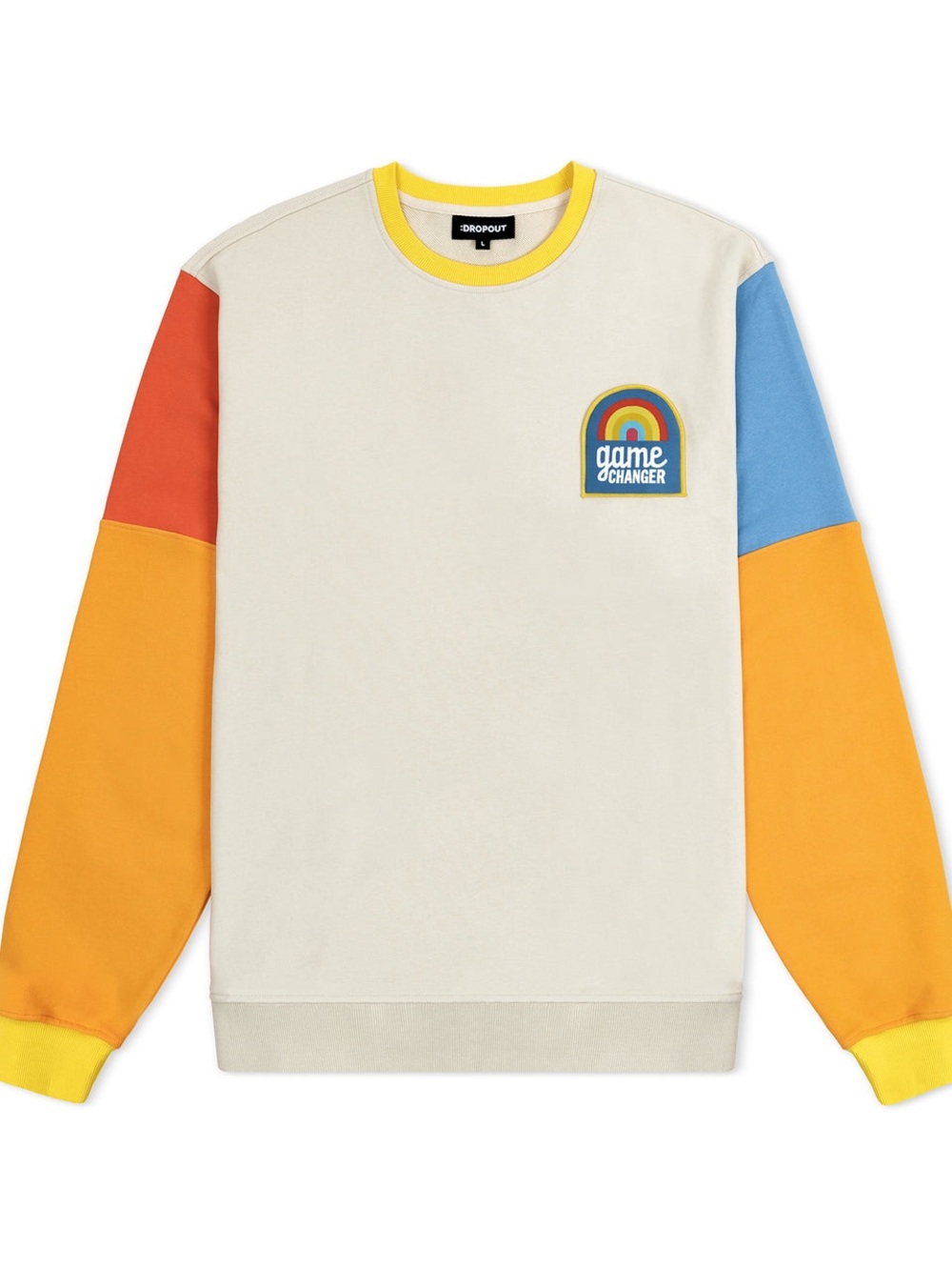 Dropout  'Game Changer' Colorblock Crewneck Sweater - Cream/Yellow/Orange/Blue